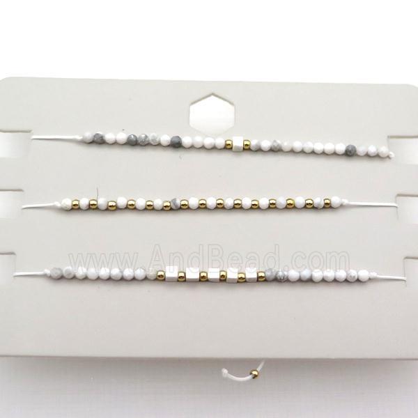 White Howlite Turquoise Bracelet Adjustable
