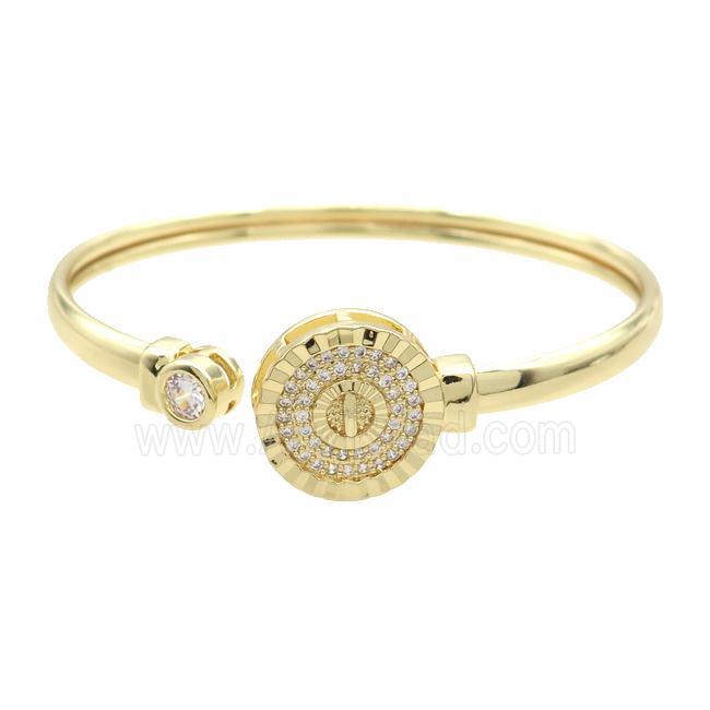 Copper Bangle Pave Zircon Gold Plated