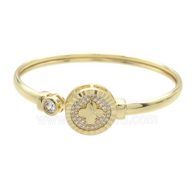 Copper Bangle Pave Zircon Cross Gold Plated