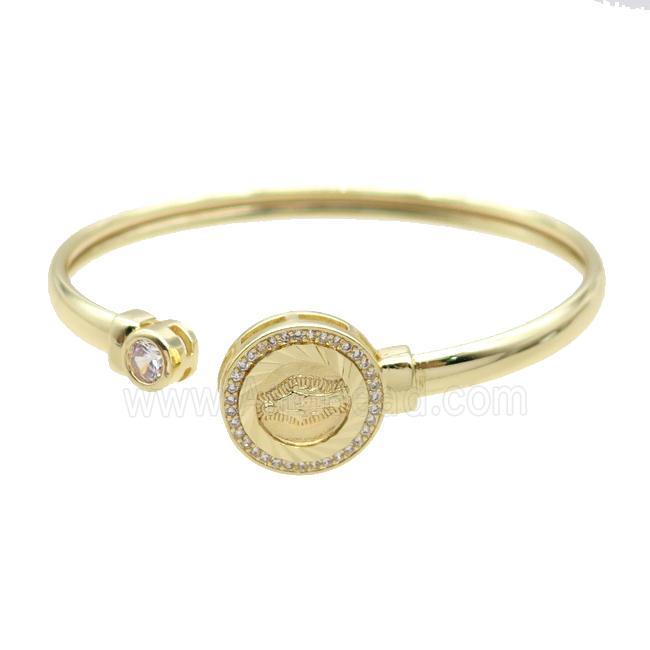 Copper Bangle Pave Zircon Virgin Mary Gold Plated