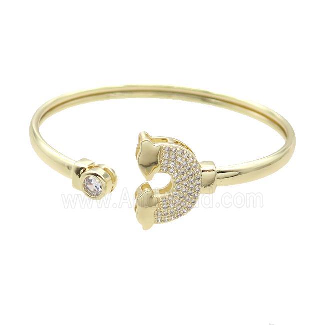 Copper Bangle Pave Zircon Rainbow Gold Plated