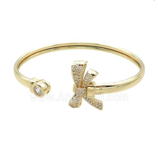 Copper Bangle Pave Zircon Knot Gold Plated