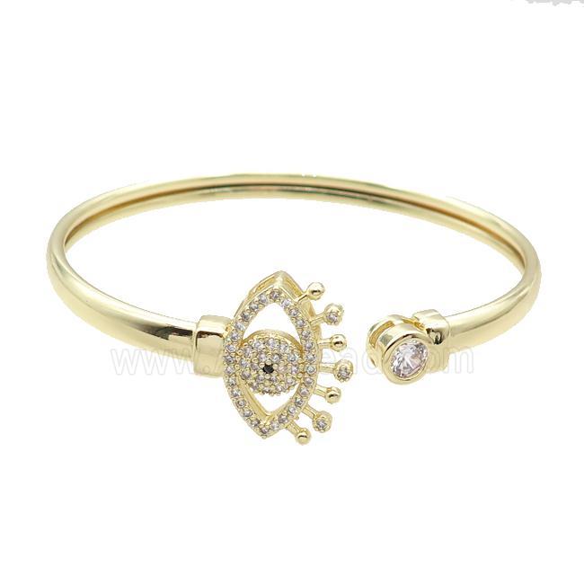 Copper Bangle Pave Zircon Eye Gold Plated