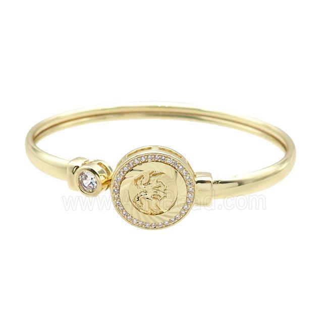 Copper Bangle Pave Zircon Horse Gold Plated