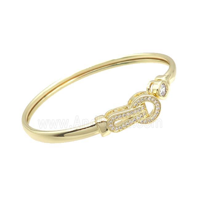 Copper Bangle Pave Zircon Gold Plated