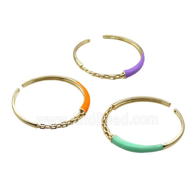 Copper Bangle With Enamel Gold Plated Mixed