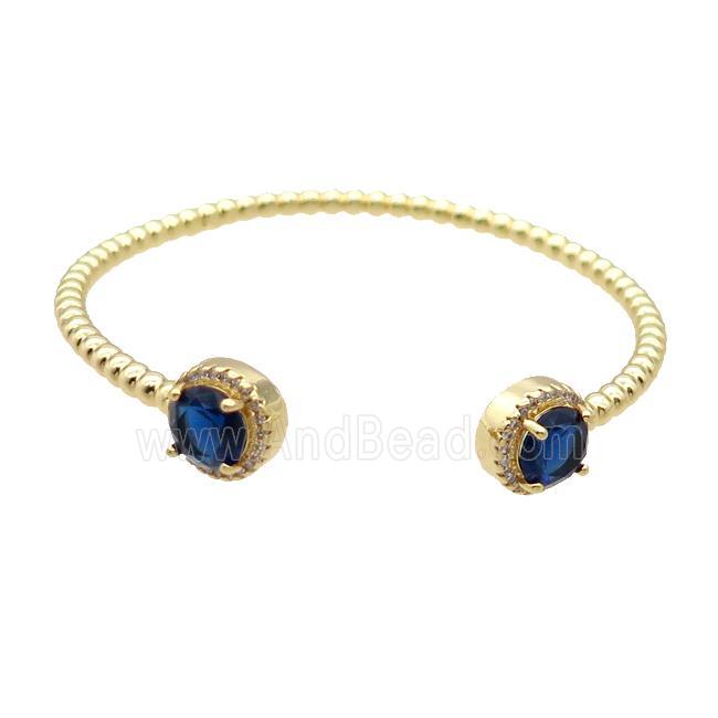 Copper Bangle Pave Darkblue Crystal Gold Plated