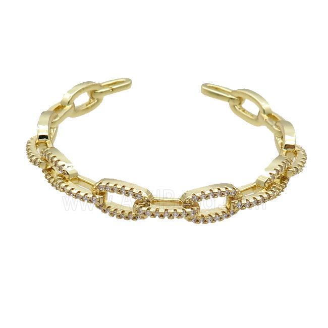 Copper Bangle Pave Zircon Gold Plated