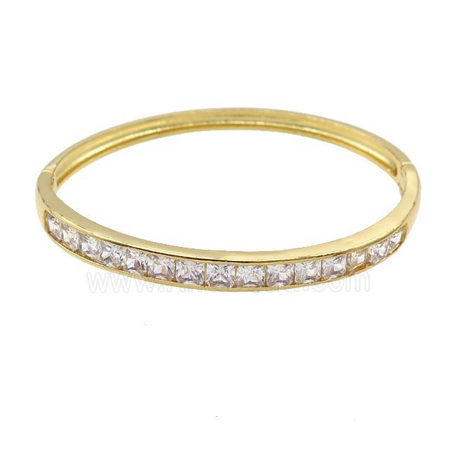 Copper Bangle Pave Zircon Gold Plated