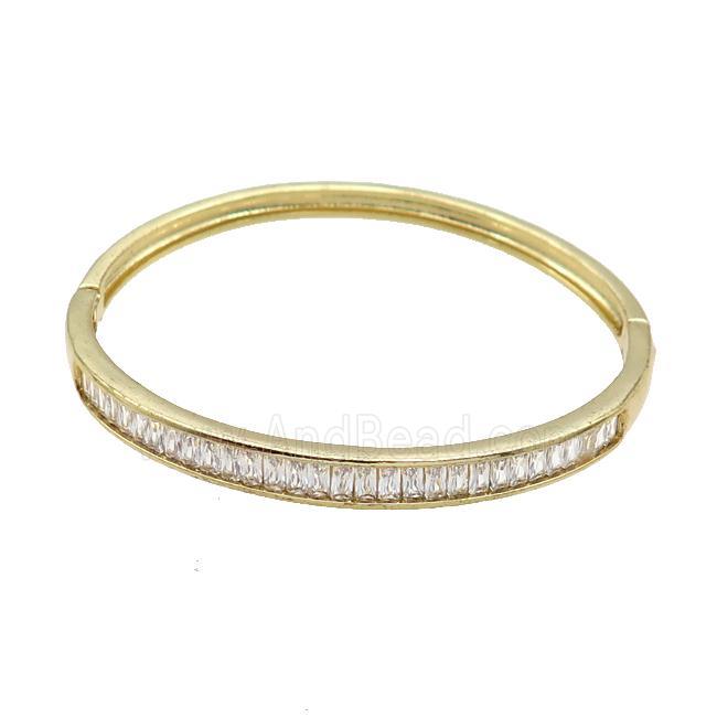 Copper Bangle Pave Zircon Gold Plated