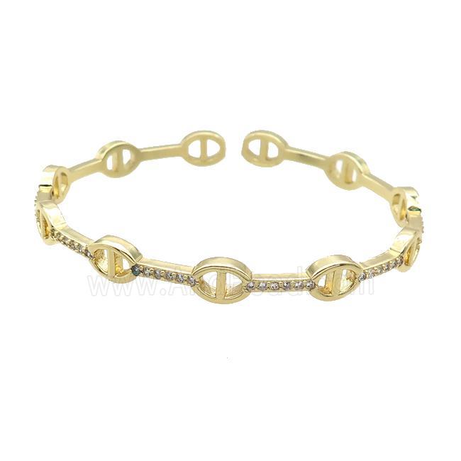 Copper Bangle Pave Zircon Gold Plated