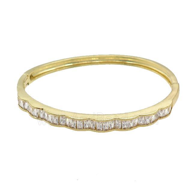 Copper Bangle Pave Zircon Gold Plated