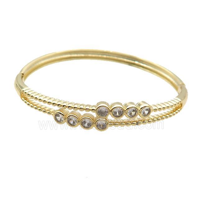 Copper Bangle Pave Zircon Gold Plated