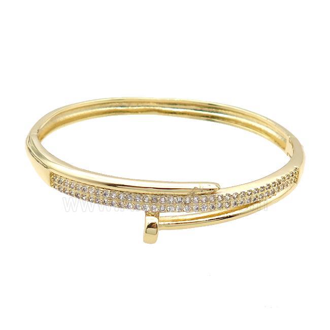 Copper Bangle Pave Zircon Gold Plated