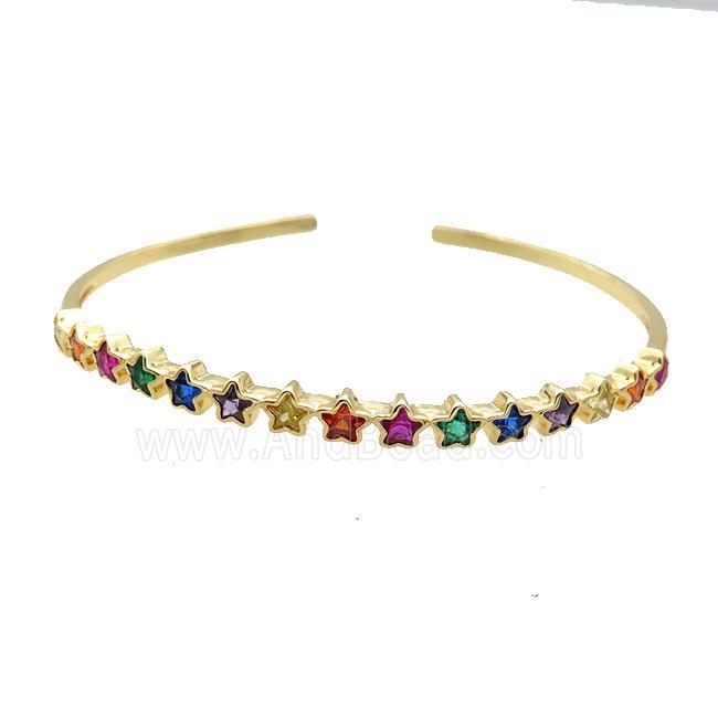 Copper Bangle Pave Zircon Star Gold Plated
