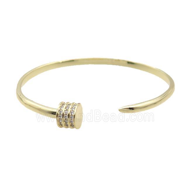 Copper Bangle Pave Zircon Gold Plated