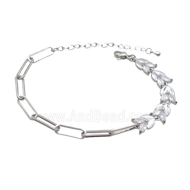 Copper Bracelets Pave Zircon Platinum Plated