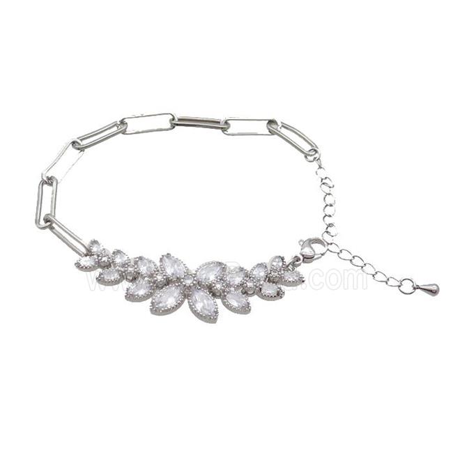 Copper Bracelets Pave Zircon Platinum Plated