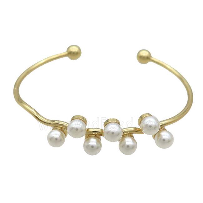 Copper Bangle Pave Pearlized Glass Gold Plated