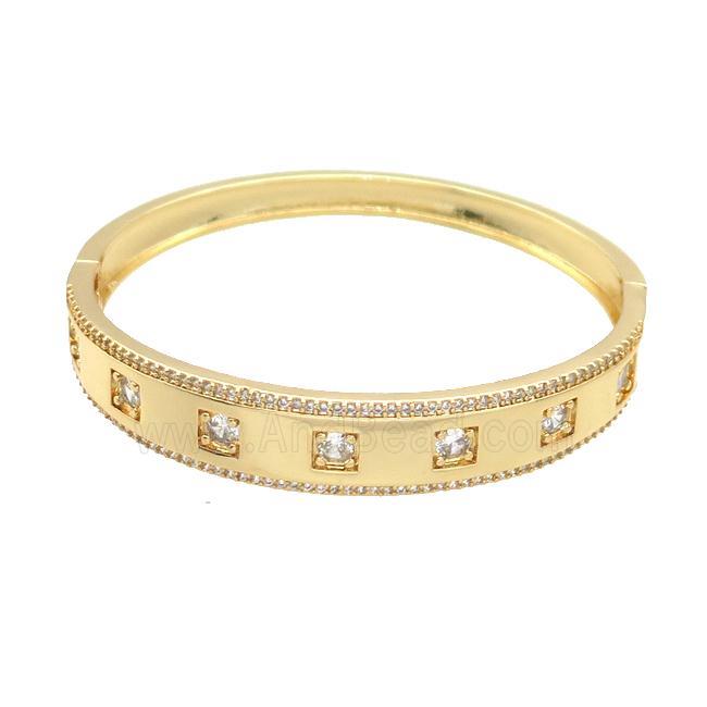 Copper Bangle Pave Zircon Gold Plated