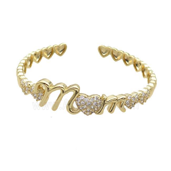 Copper Bangle Pave Zircon Gold Plated MOM