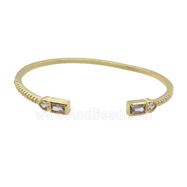 Copper Bangle Pave Zircon Gold Plated
