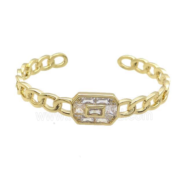 Copper Bangle Pave Zircon Gold Plated
