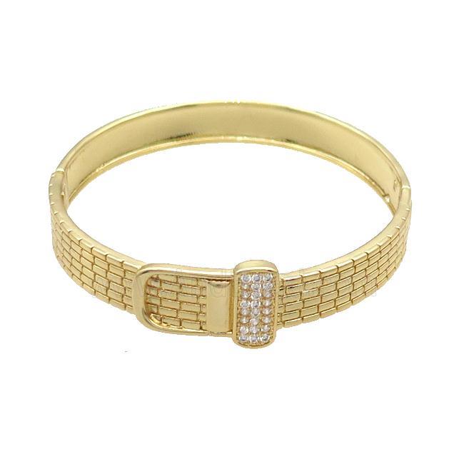 Copper Bangle Pave Zircon Gold Plated