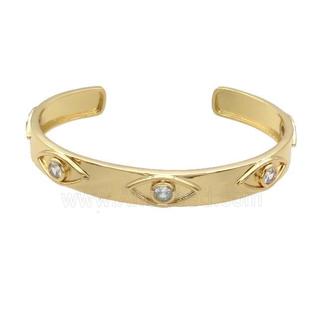 Copper Bangle Pave Zircon Gold Plated Eye