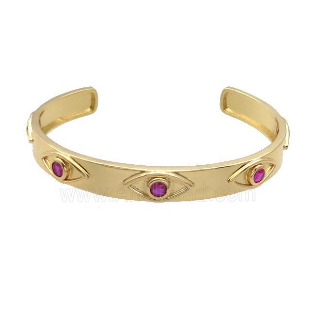 Copper Bangle Pave Zircon Gold Plated Eye
