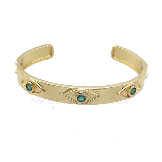Copper Bangle Pave Zircon Gold Plated Eye