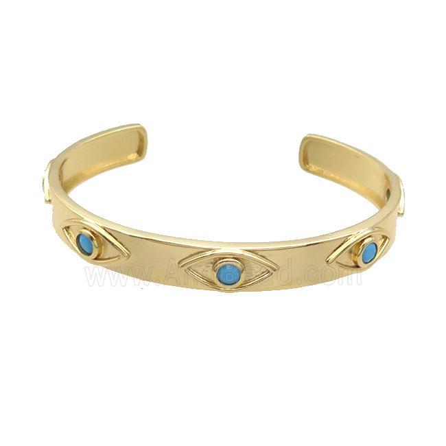 Copper Bangle Pave Zircon Eye Gold Plated