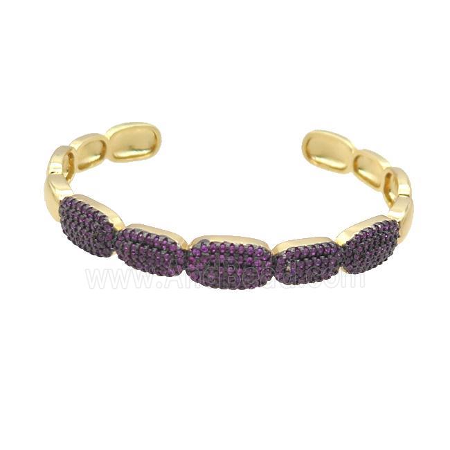 Copper Bangle Pave Zircon Purple Gold Plated