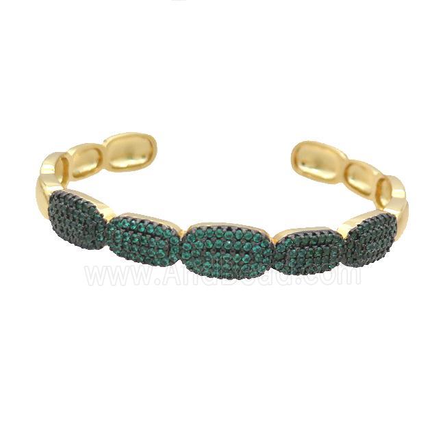 Copper Bangle Pave Zircon Green Gold Plated