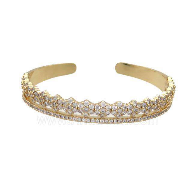 Copper Bangle Pave Zircon Gold Plated
