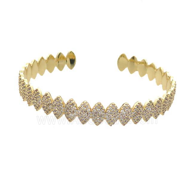 Copper Bangle Pave Zircon Gold Plated