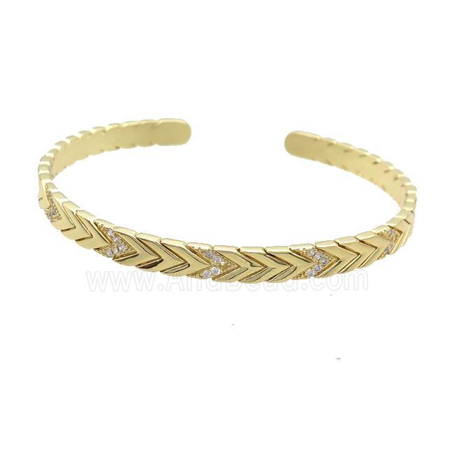 Copper Bangle Pave Zircon Gold Plated