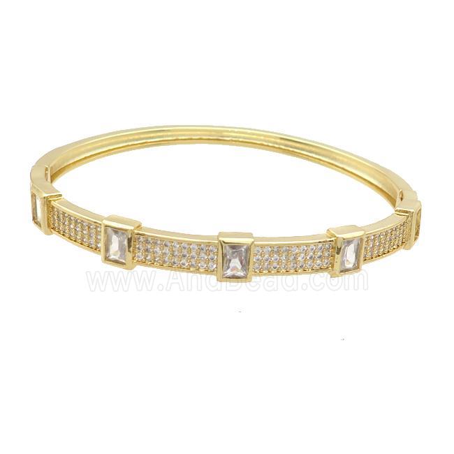 Copper Bangle Pave Zircon Gold Plated
