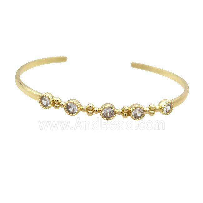 Copper Bangle Pave Zircon Gold Plated