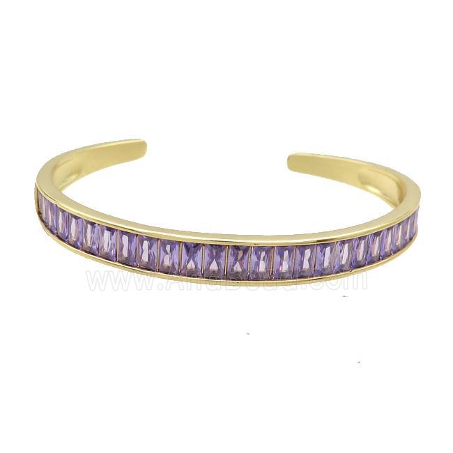 Copper Bangle Pave Purple Zircon Gold Plated