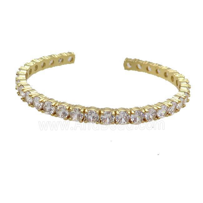 Copper Bangle Pave Clear Zircon Gold Plated