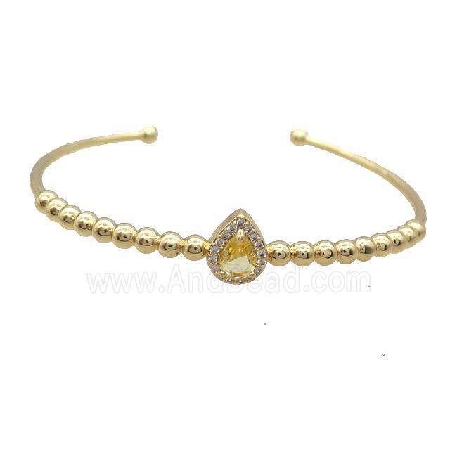 Copper Bangle Pave Yellow Crystal Gold Plated