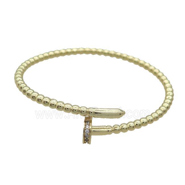 Copper Bangle Pave Zircon Gold Plated