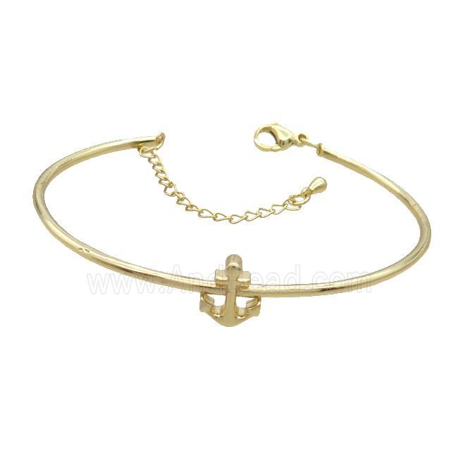 Copper Bangle Anchor Gold Plated