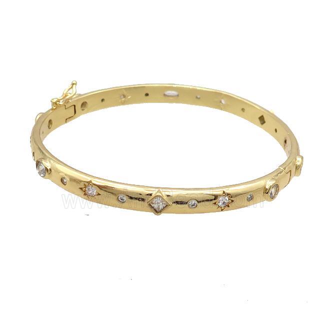 Copper Bangle Pave Zircon Gold Plated