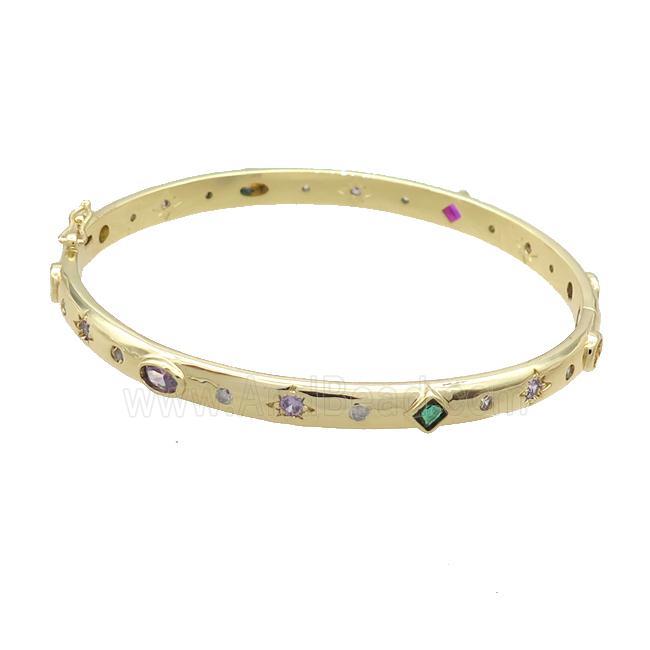 Copper Bangle Pave Zircon Gold Plated