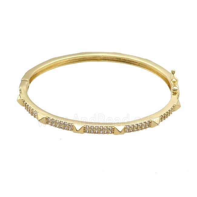 Copper Bangle Pave Zircon Gold Plated