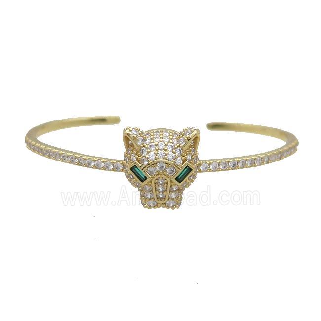 Copper Bangle Pave Zircon Leopard Gold Plated