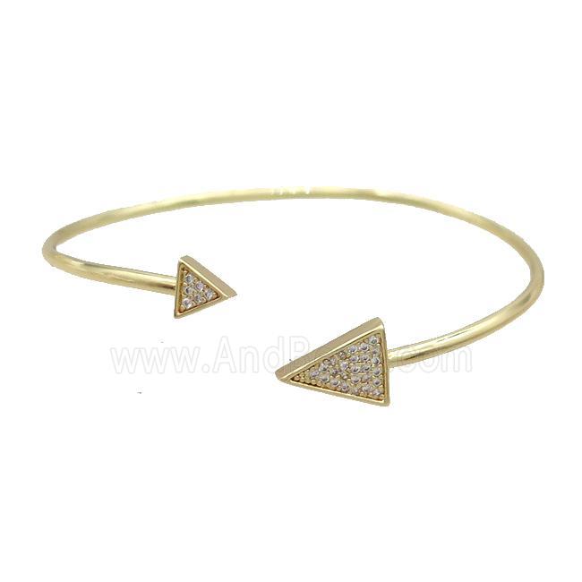 Copper Bangle Pave Zircon Triangle Gold Plated
