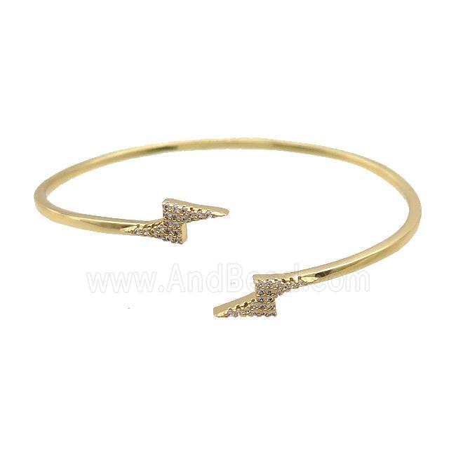Copper Bangle Pave Zircon Lightning Gold Plated
